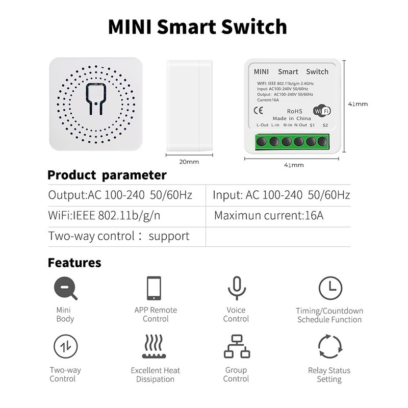 Tuya 16A 10A Wifiスイッチ スマートなブレーカ モジュールのスマートな生命APPリモート・コントロール スイッチ声のリレー タイマー
