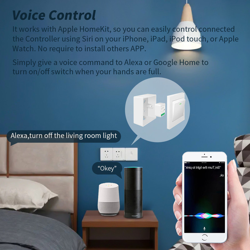 DIY MINI Homekit ウォールスイッチ ボタン 修正 リレー モジュール tuya wifi アプリのサポート 音声制御機能