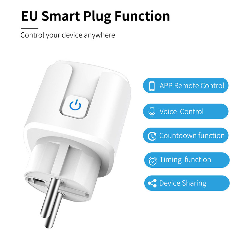 Tuya WIFIのスマートなソケット16A EUのプラグのTuyaの声制御力のスマートな電球のソケット