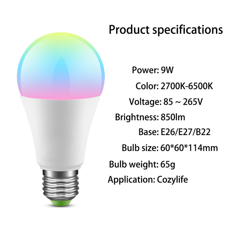 cozylife WiFi APP 10W スマートWifi LED電球 ブルーツ 0.2kg ワイヤレス スマートLED電球 ホームオートメーション