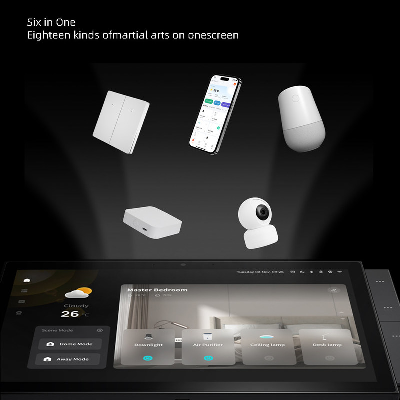 10インチWiFi スマートホームタッチスクリーン パネル 複数のプロトコル 無線リモコンソケット 内蔵音声制御