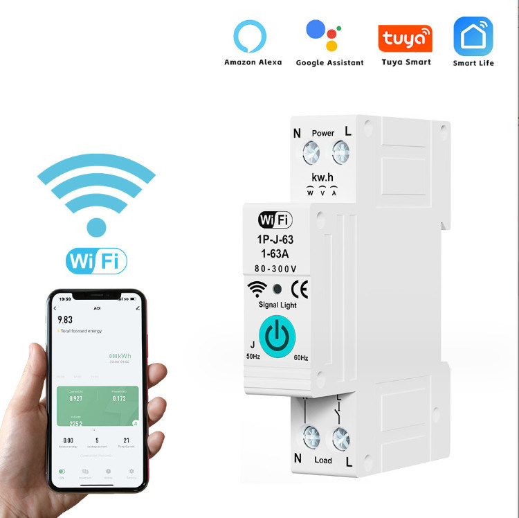 Tuya WiFi スマート回路断片スイッチ シングルフェーズ計測 ローメント・モバイル・コントロール・タイマー 多機能