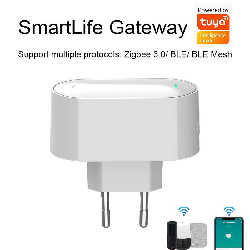 SIXWGH Tuya SmartLife マルチプロトコルゲートウェイ Zigbee 3.0 + BLE Mesh Hub Wi-Fi Alexa/Google Home対応 EUプラグ デバイス