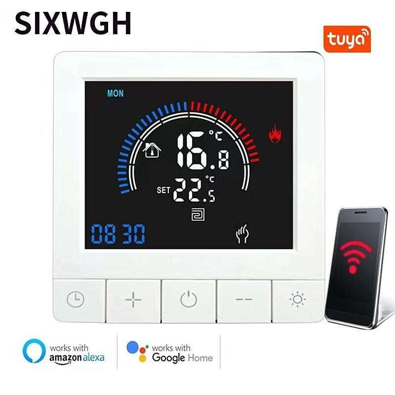 SIXWGH ツヤ スマート サーモスタット Wi-Fi アプリ コントロール OLED ディスプレイ スライダー デザイン 音声制御 7 日スケジュール 16A 荷重 家庭用