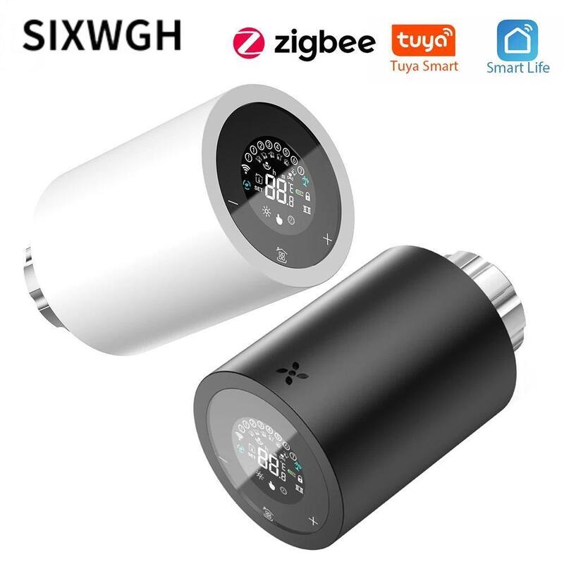 SIXWGH Tuya Zigbee & Wi-Fi スマートLCDタッチスクリーンサーモスタットラジエーターバルブ プログラム可能な温度制御 APP ボイス エコホーム