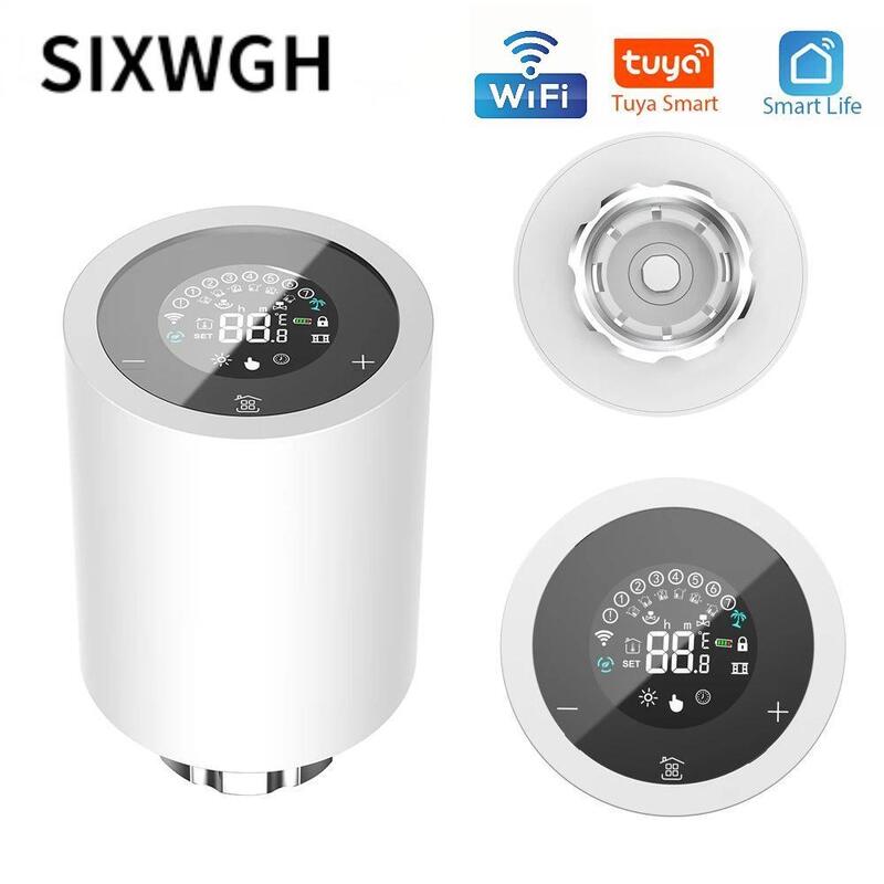 SIXWGH Tuya Zigbee & Wi-Fi スマートLCDタッチスクリーンサーモスタットラジエーターバルブ プログラム可能な温度制御 APP ボイス エコホーム