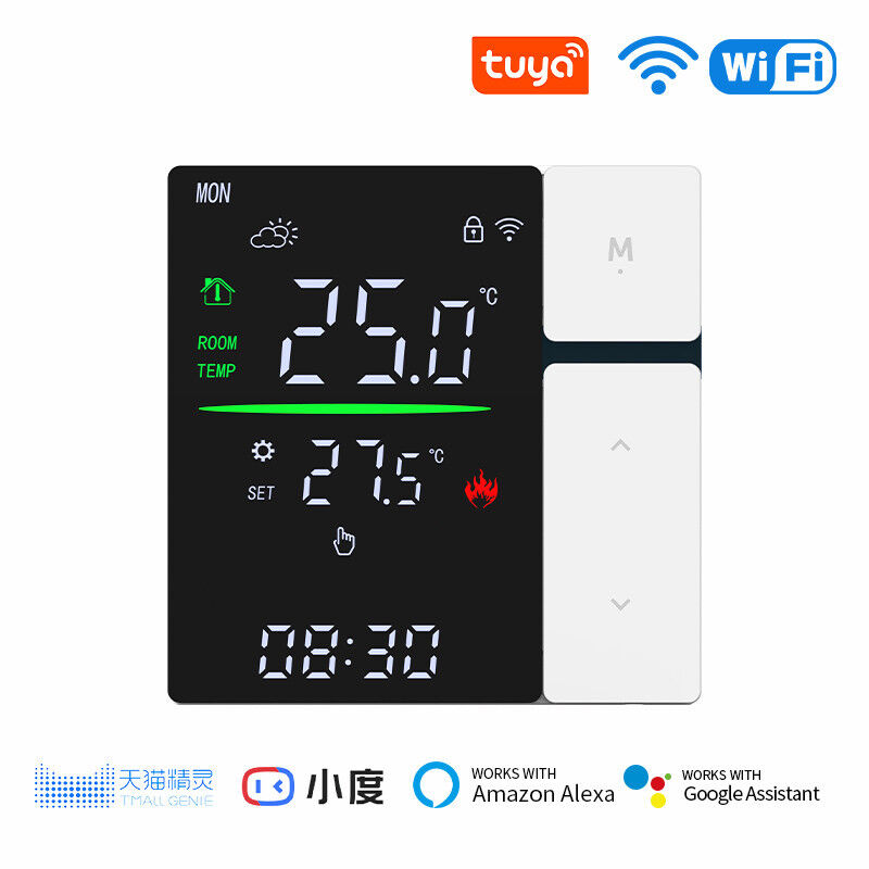 SIXWGH WIFI スマートサーモスタット,声制御 & APP プログラム可能なサーモスタット 電気給水ボイラー 家やオフィスで使用