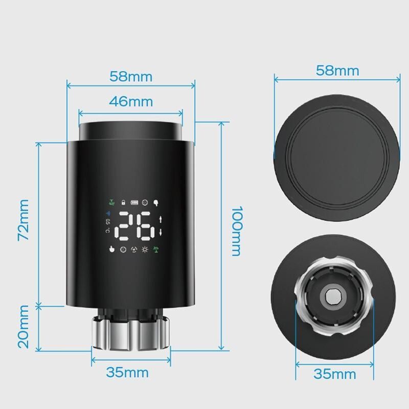 SIXWGH Zigbee 3.0 スマートサーモスタットラジエーターバルブ (TRV) Alexa/Googleアシスタント Tuyaアプリ 7日間プログラム可能 ワイヤレス暖房