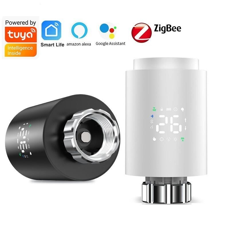 SIXWGH Zigbee 3.0 スマートサーモスタットラジエーターバルブ (TRV) Alexa/Googleアシスタント Tuyaアプリ 7日間プログラム可能 ワイヤレス暖房