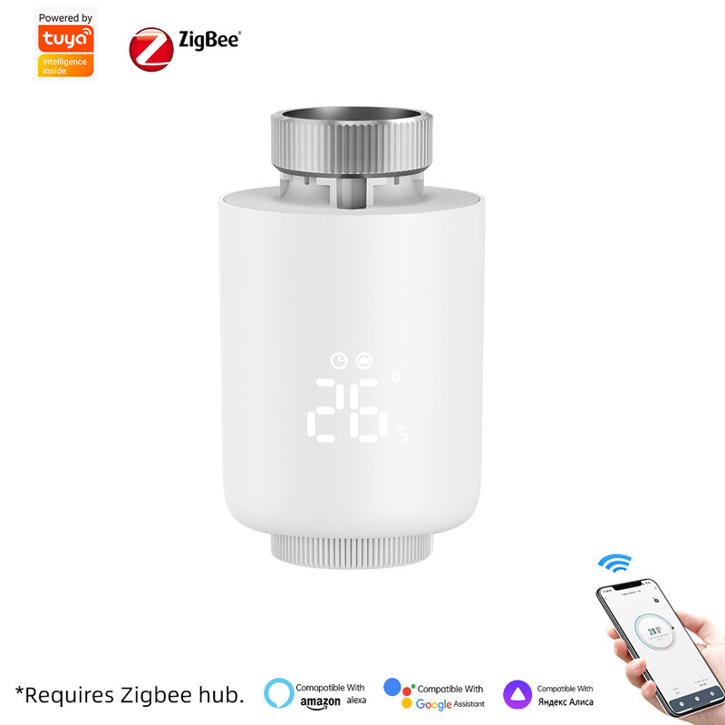SIXWGH Tuya Zigbee スマート 서모스태틱 라디에이터 밸브 TRV 앱 음성 제어 자동 예약 바 디자인 Alexa/Google Home 호환