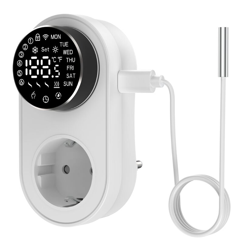 スマートダブルモード 16A 100-240V 温度コントローラ アレクサ/WiFi接続性 電源ソケットプラグ用のLEDノブテンプアラーム
