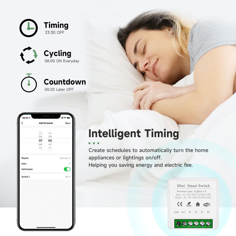 16A Mini ZigBee Smart Switch, Tuya App Remote Control, Works with Alexa/Google Home, DIY Module with Timing/Group/2-Way Control