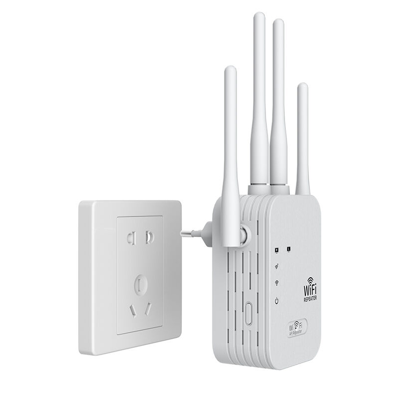 300Mbps WiFi Range Extender, 4-Antenna Wireless Repeater, 2.4G Signal Booster with Dual Ethernet Ports, AP/Relay Mode, Wall-Through Coverage for Home & Office