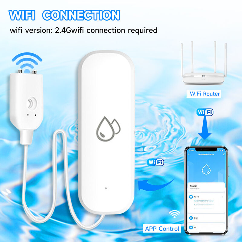 Smart WiFi/ZigBee Water Leak Sensor, Tuya App Remote Control, Real-time Alarm, Water Level & Leakage Detector for Home, Kitchen, Bathroom, Works with Alexa/Google